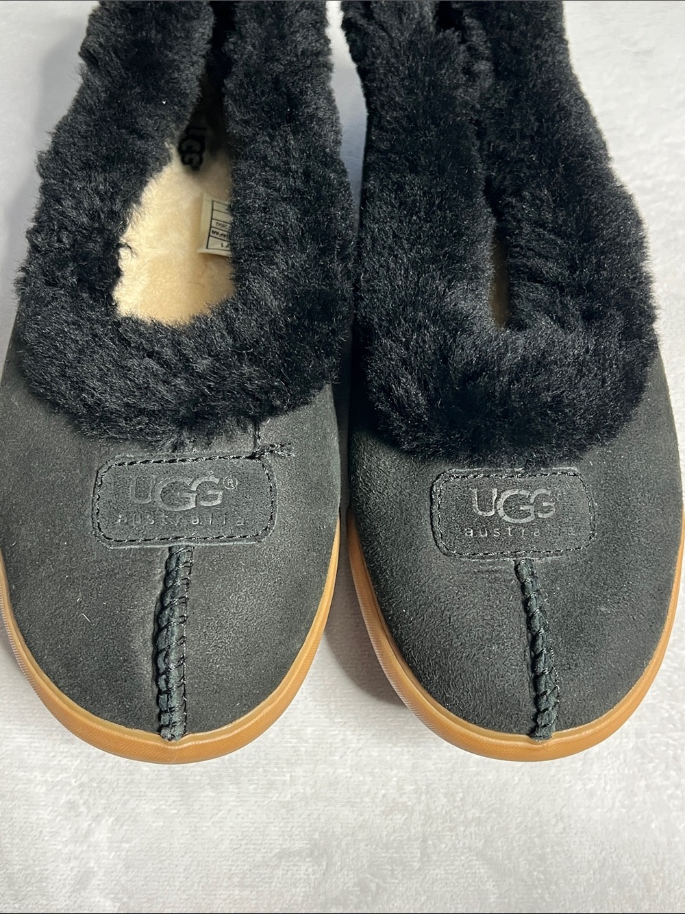 UGG Women’s Black Suede Plush-Lined Slip-Ons